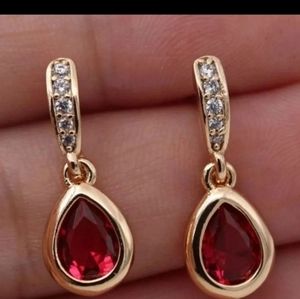 Jewelry - New 18ktgf ruby cz earrings Jewelry - New 18ktgf ruby cz earrings